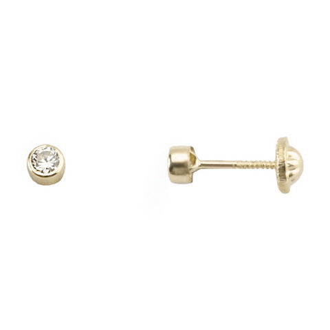 Pendientes Rosca Oro 18k Chatón Redondo Nº 3