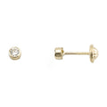 Pendientes Rosca Oro 18k Chatón Redondo Nº 3