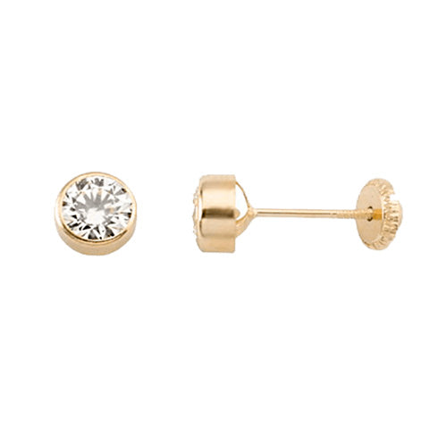 Pendientes Rosca Oro 18k Chatón Redondo Nº 5