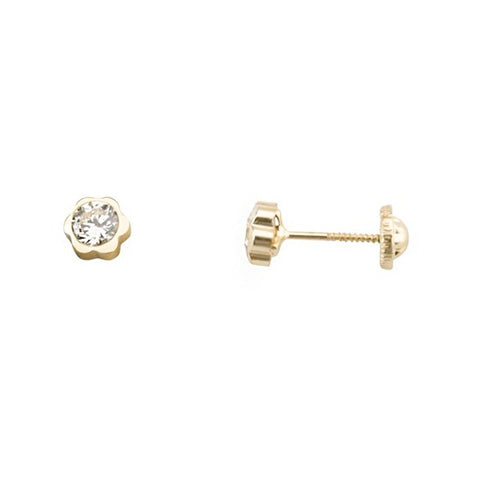 Pendientes Rosca Oro 18k Chatón Margarita Nº 4