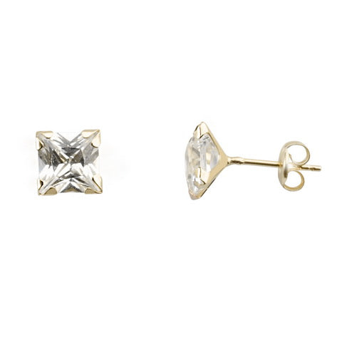 Pendiente Par Garra Oro 18k Circonita 6x6 Presión