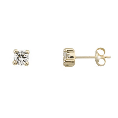 Pendiente Pares Garra Oro 18k Circonita 4mm Presión