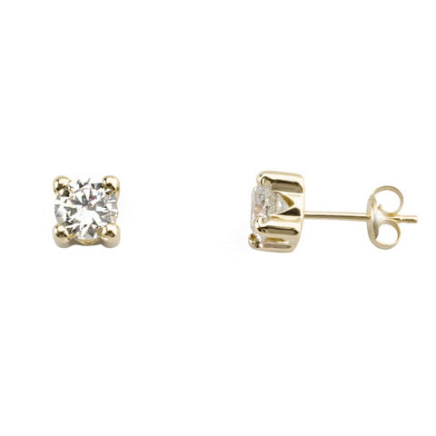 Pendiente Pares Garra Oro 18k Circonita 5mm Presión