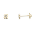 Pendientes rosca Pares Mini-Flor Oro 18k piedras Circonitas
