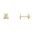 Pendiente Rosca Oro 18k Mini Oso Circon 1,2mm