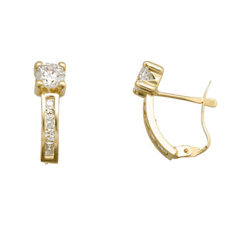 Pendiente oro 18k Garra Circon 5mm cuerpo Carre Catala