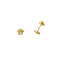Pendiente rosca Flor Brillo Oro 18k 5 piedras Circonitas 0,8
