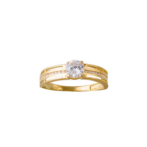 Anillo oro 18k S Centro Circ Carril Circon