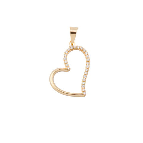 Colgante Corazón Calado en Oro 18K y Circonitas