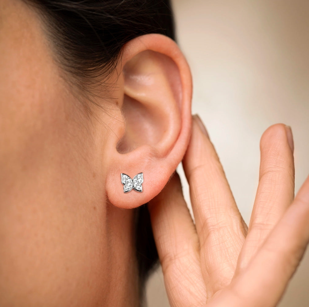 Pendientes Mariposas de Plata, Circonitas, LP3051-4/1 Mujer