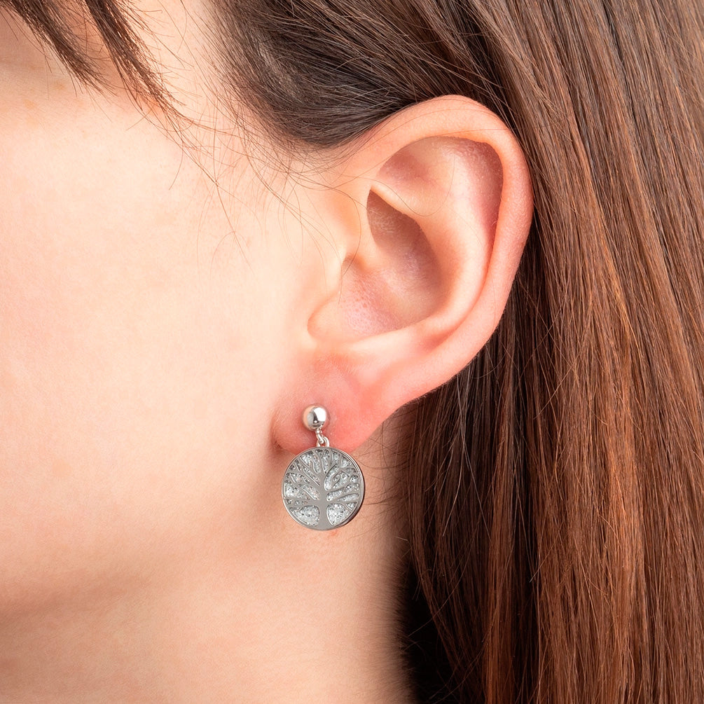 Pendientes Arbol de vida de Acero Inoxidable, Mujer