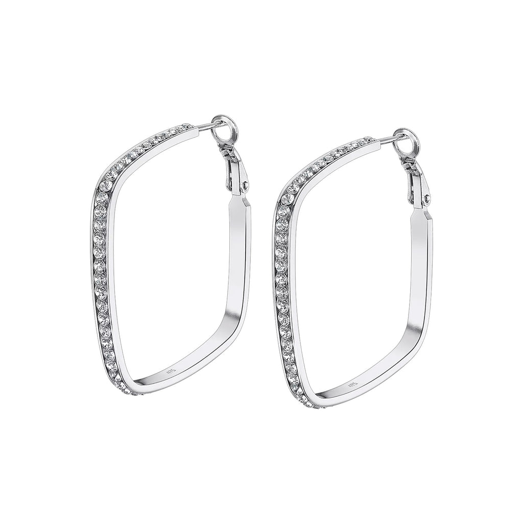 Pendientes Cuadrado redondeado de Acero Inoxidable, Circonitas , Mujer