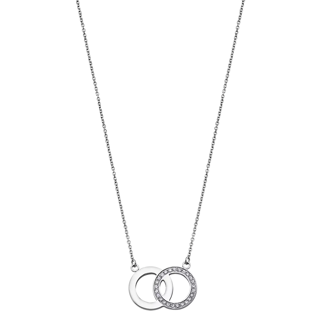 Collar Doble Aro de Acero Inoxidable con Circonitas, Mujer