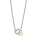 Collar Doble Corazón de Acero Inoxidable con Circonitas, Mujer