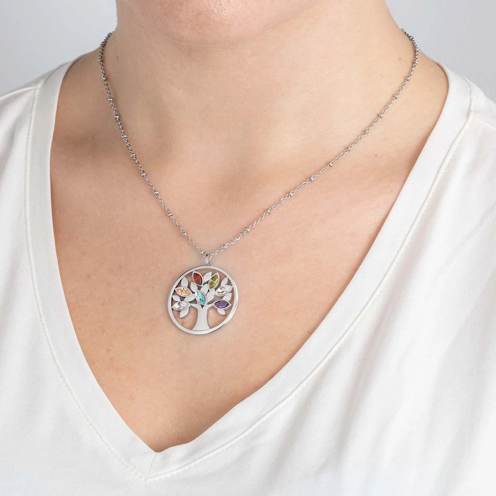 Collar Arbol de Vida de Acero Inoxidable con Circonitas color, Mujer