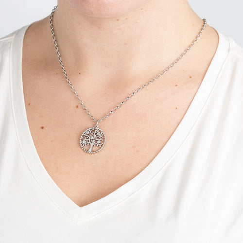 Collar Arbol de Vida de Acero Inoxidable con Circonitas, Mujer